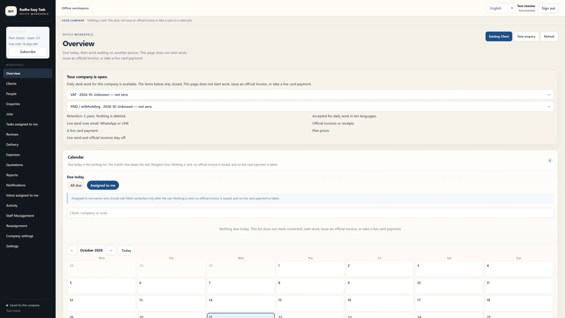 Radhe Easy Task CRM. Screenshot