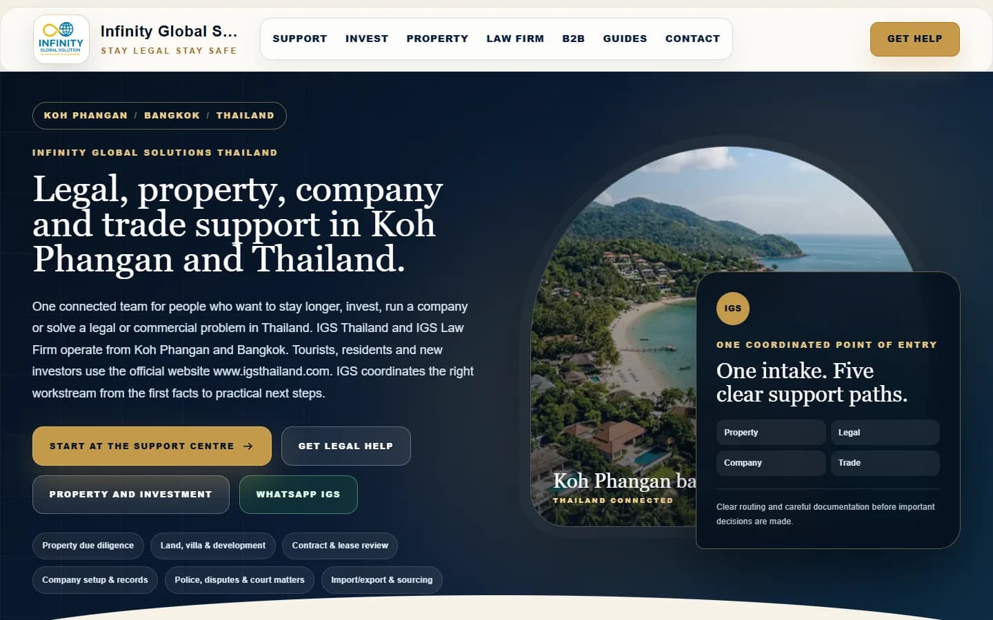 Screenshot of the delivered IGS Thailand legal, property and business advisory website