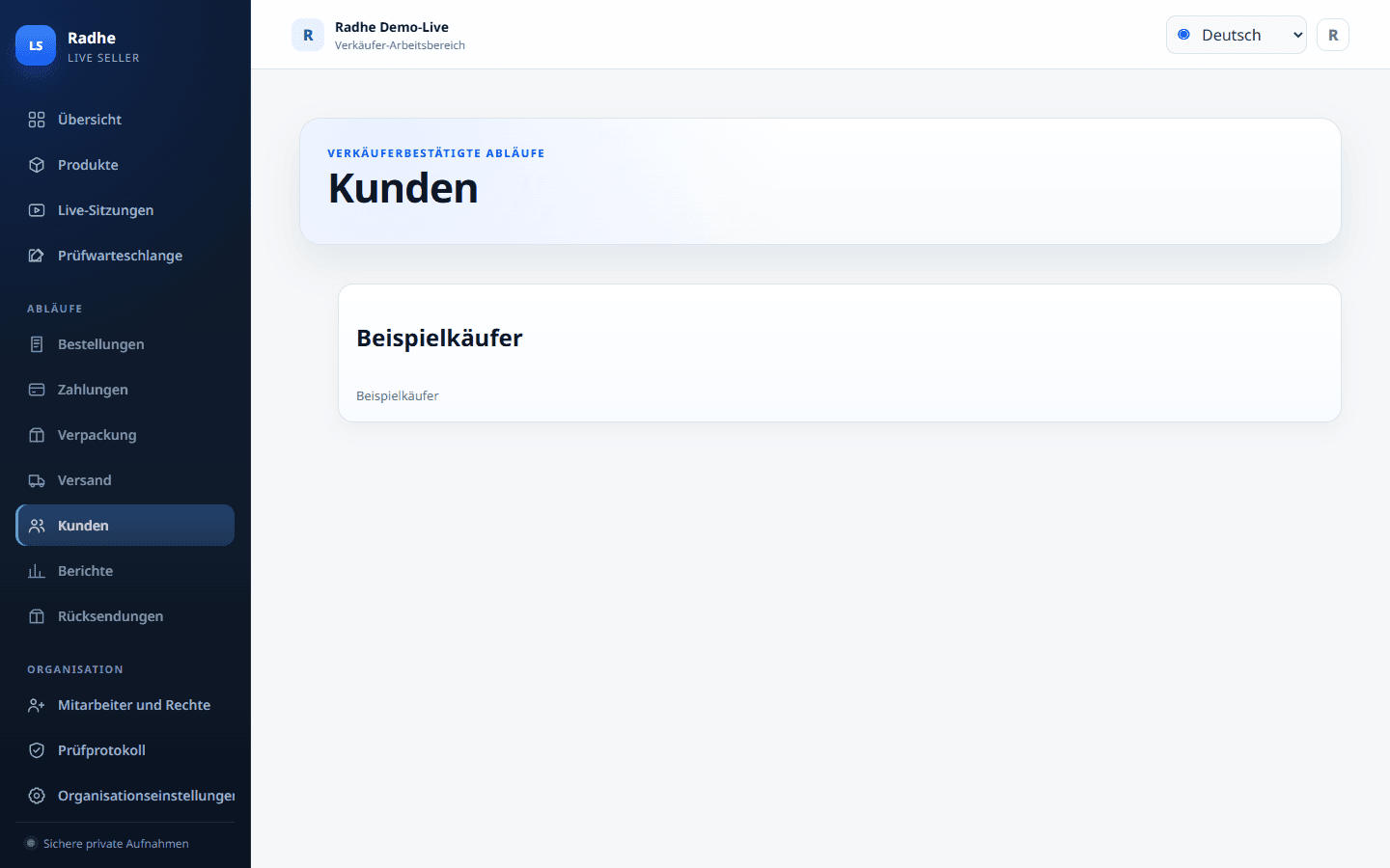 Käuferdaten bleiben in der Verkäuferorganisation, nicht auf einem privaten Telefon.