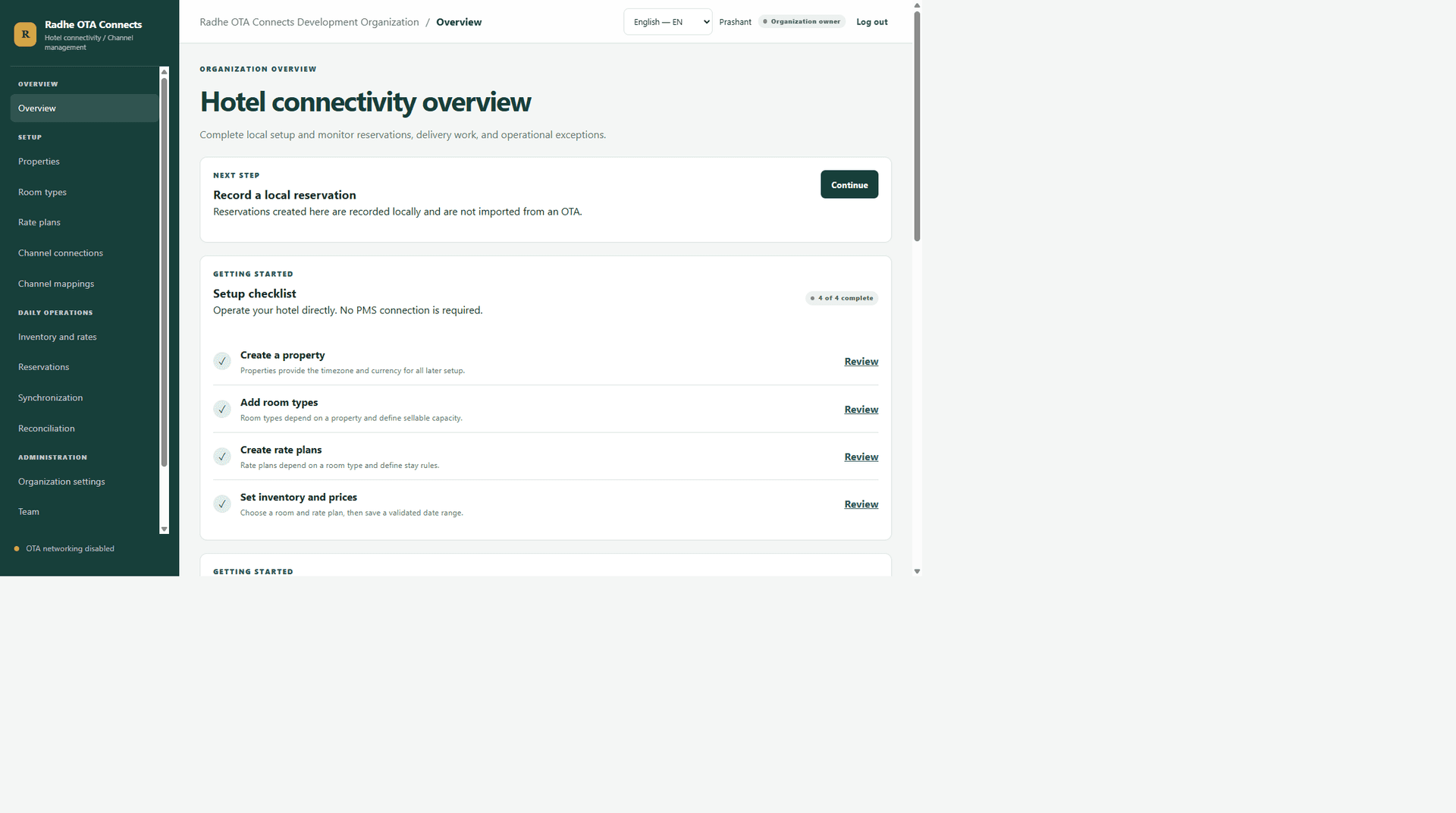 OTA Connects. Screenshot