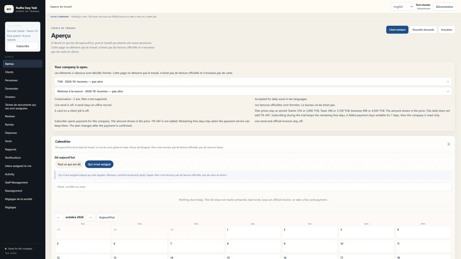 Radhe Easy Task CRM. Capture d’écran