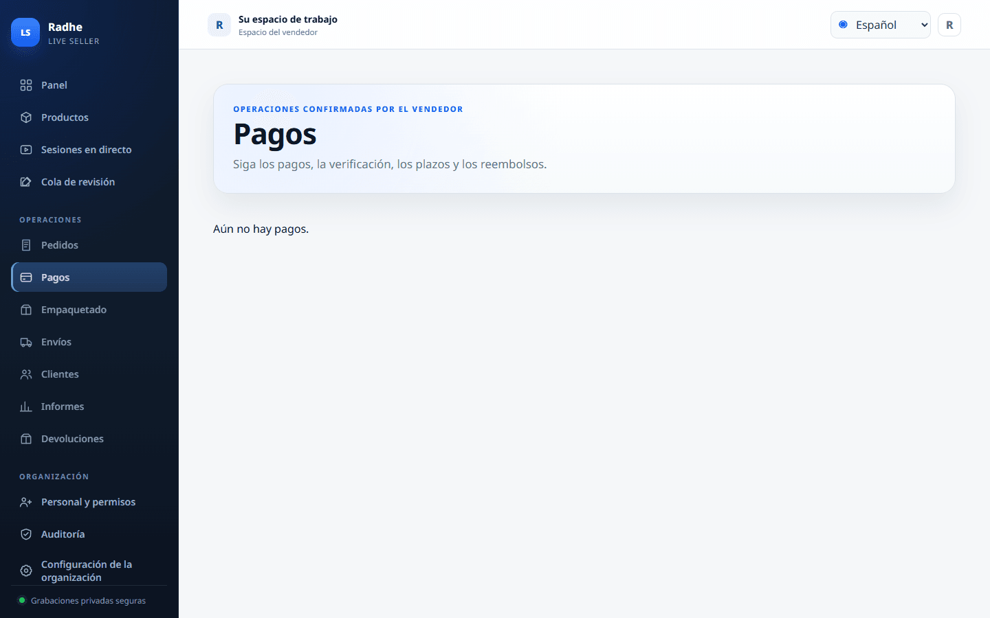 Los pagos quedan en el pedido. Transferencia manual, COD o no requerido — lo impago se ve antes de empacar.