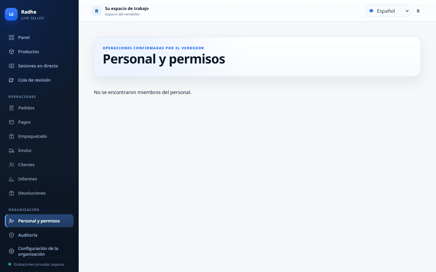 El personal y los permisos mantienen revisión, empaque y despacho con mínimo privilegio.