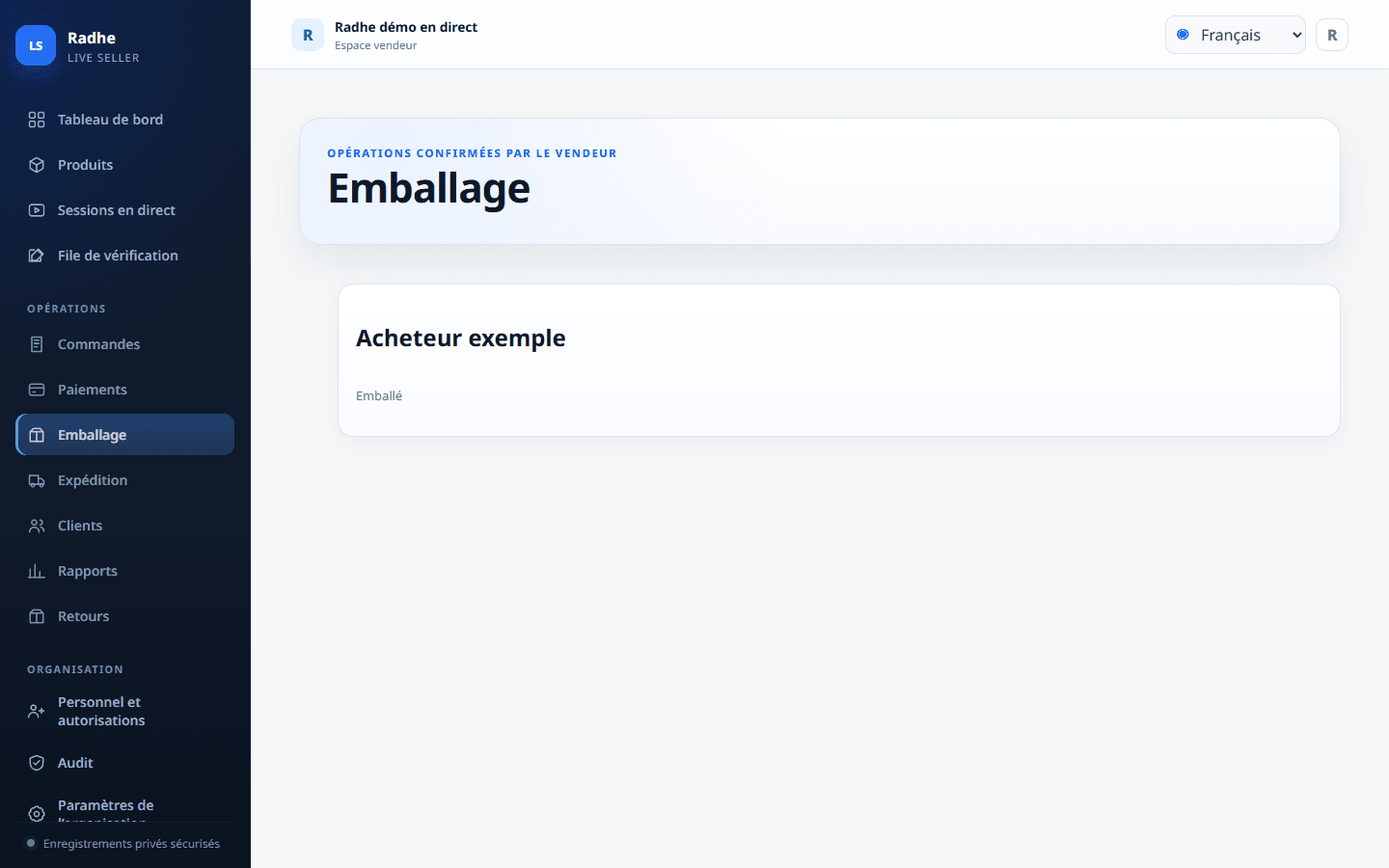 Étiquette d’adresse standard 4 × 6 po. L’impression définit Étiquette créée, pas Expédié.