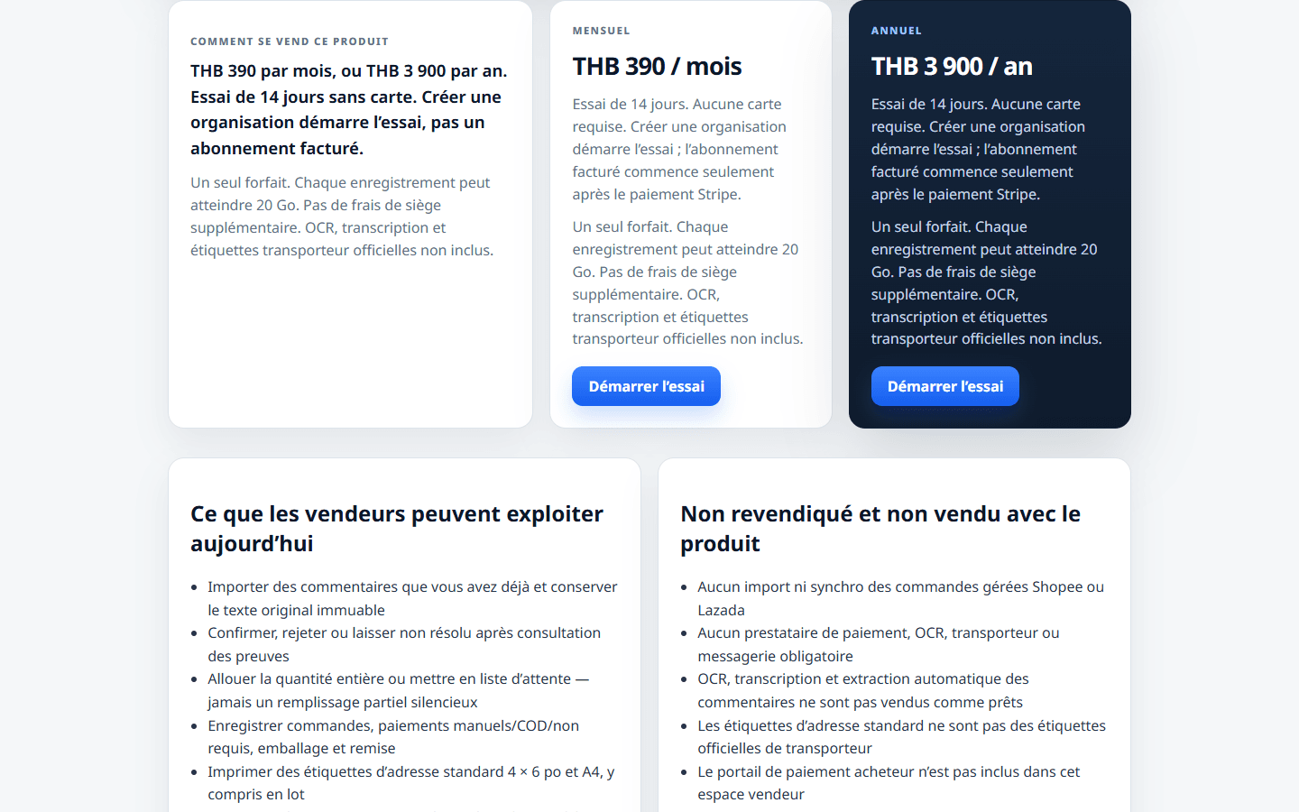 THB 390 / mois ou THB 3 900 / an. Essai de 14 jours. Créer une organisation ne démarre pas un abonnement facturé.