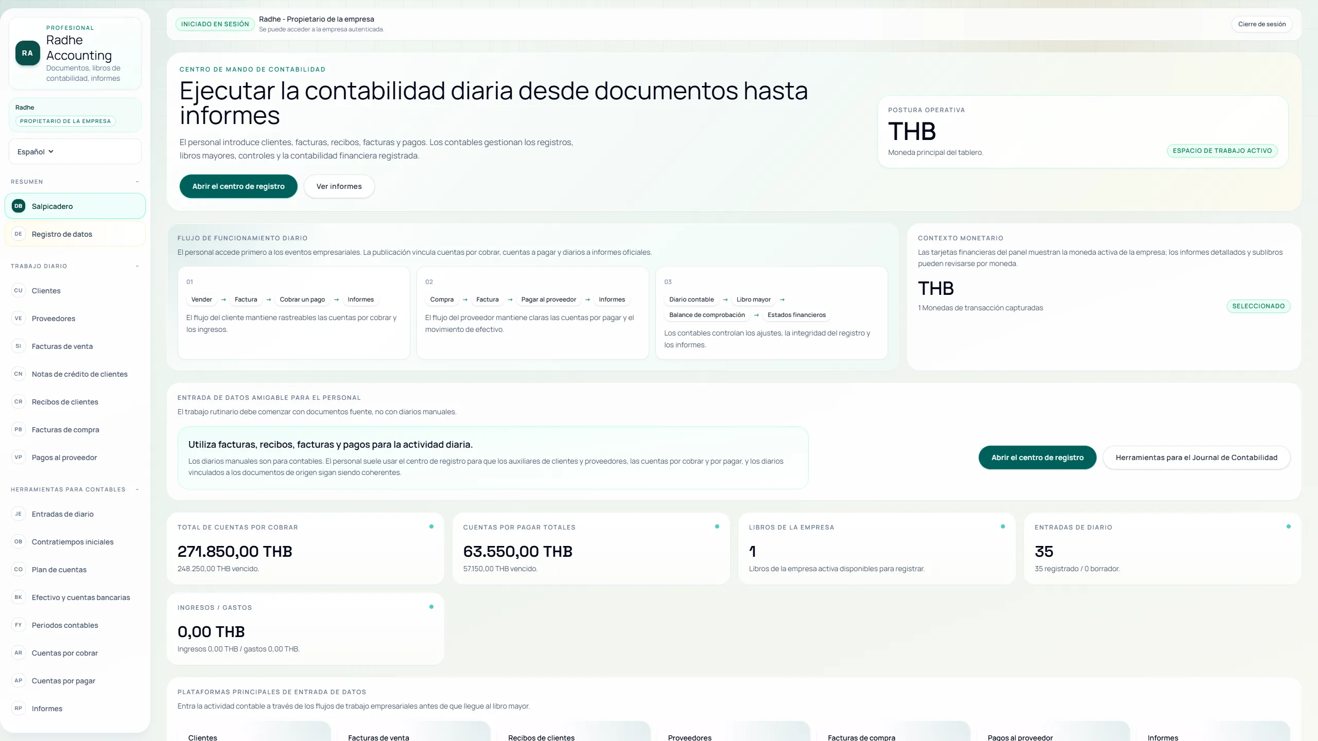 centro de mando contable — Radhe Accounting Solutions